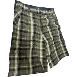Lululemon‎ Shorts Mens Size 34 Green Gray Plaid Golf Gym Casual